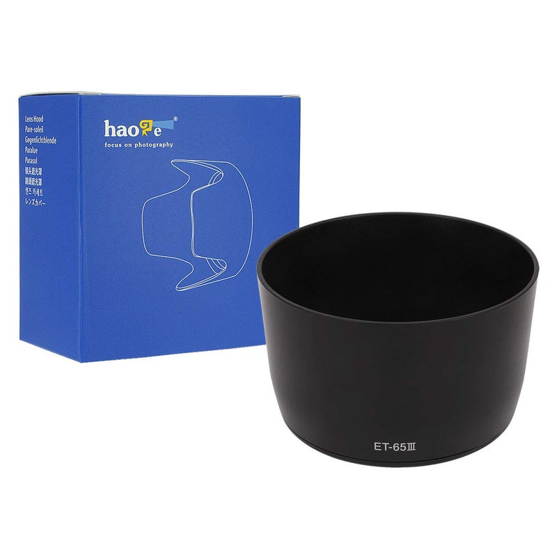 Haoge Bayonet Lens Hood Compatible with Canon EF 85mm f/1.8 USM, EF 100mm f/2.0 USM, EF 135mm f/2.8 Soft Focus, EF 70-210mm f/3.5-4.5 USM, EF 100-300mm f/4.5-5.6 USM Lens Replaces Canon ET-65 III - Image 1